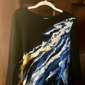 Black Patterned Petite Petite Women's Tunic Blouse